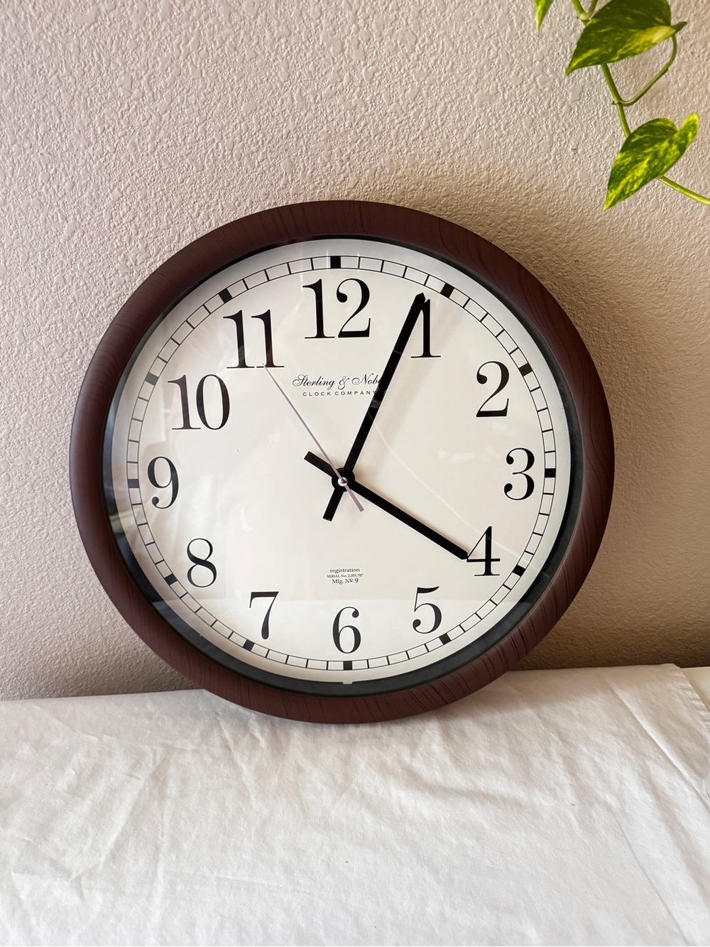 Sterling & Noble Brown Wall Clock with White Face